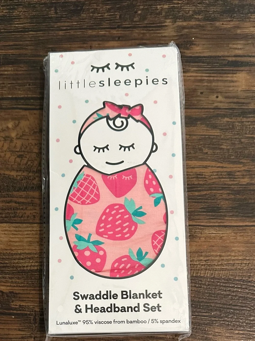 Little Sleepies Pink Strawberry Swaddle Blanket & Headband Set